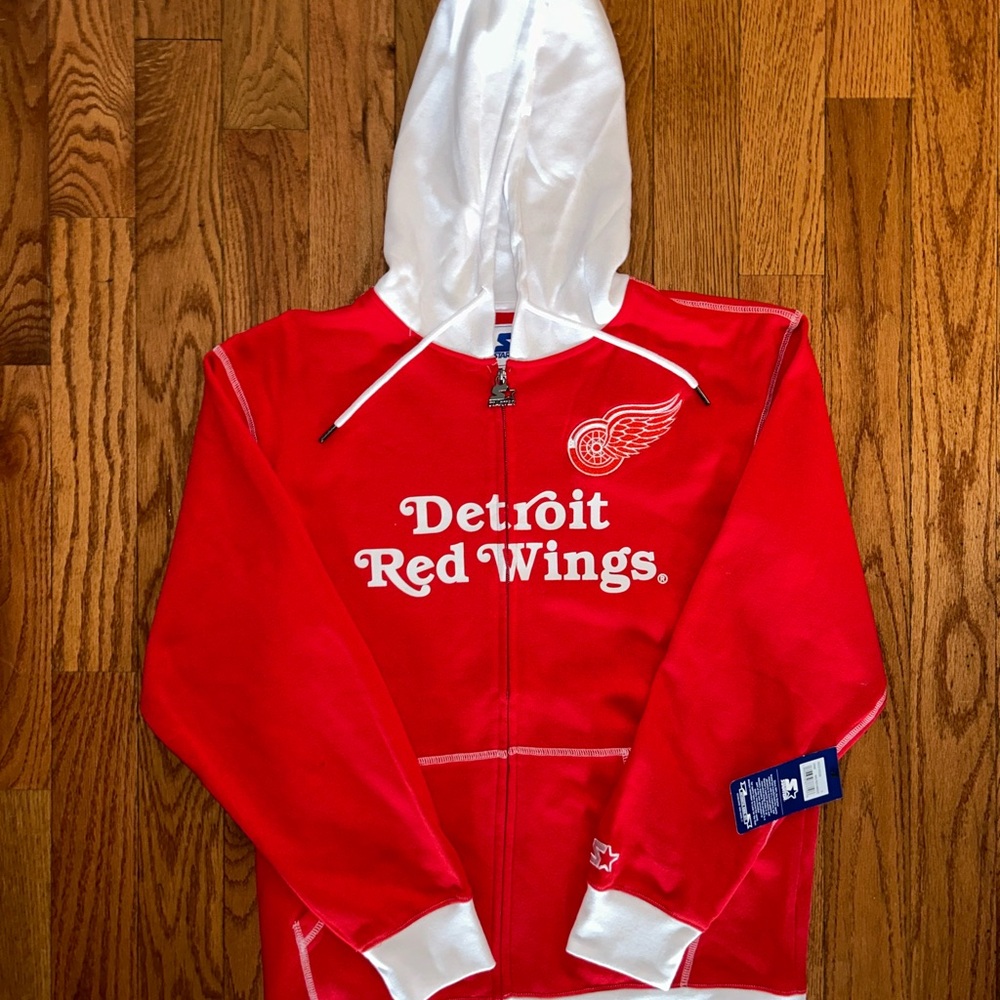 Detroit Red Wings Starter Zip-Up Hoodie Size Large NEW